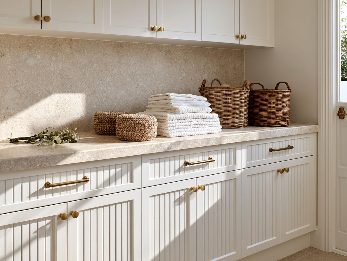 Organised laundry with folded towels